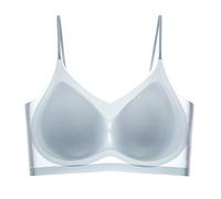 2pcs Summer Seamless Ultra-Thin Plus Size Ice Silk Comfort Bra, Ultra Thin Ice Silk Bra, Plus Size Breathable Seamless Bra (Color : Blue, Size : L)