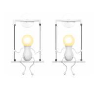 2PCS Swing Decor Plafoniere Cartoon Forma Umana Applique Da Parete Creativa Applique Moderna In Metallo Per Soggiorno Camera Da Letto Bianca