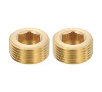2Pcs Tappo Filettato in Ottone, 1\" BSP Maschio con Esagono Interno per Tubi