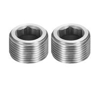 2Pcs Tappo Tubo Acciaio Inox M30x2 Maschio Esagonale per Socket Argento