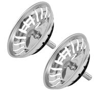 2PCS Tappo Universale per Lavello Regolabile in Altezza 82 mm in Acciaio Inox, Filtro per Lavello e Tappo per Lavandino, Griglia per Cucina, Bagno e Lavabo con Perno Regolabile