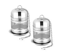 2PCS Tea Infuser Strainer - Stainless Steel Strainers for Loose Leaf Tea, Steeper, Fine Mesh Ball holder with Chain Hook and Lid, Reusable Filter Bags