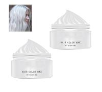 2pcs Temporary Hair Color Wax, One-Time Temporary Modeling Colour Hair Dye Wax, Easy Washable Instant Hair Dye, Temporary Hair Color for Man, Woman, Party Or Cosplay (White)