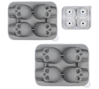2PCS Teschio Formine Ghiaccio Silicone, 4 Griglie 3D Stampi Silicone Teschio, Stampi per Dolci Halloween per Cioccolato, Caramelle, Torte, Cubetti Di Ghiaccio, Whisky, Cocktail E Bevande Feste