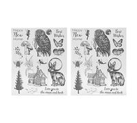 2PCS Timbri Trasparenti Gufo Coniglio Fata Card Making Francobolli Riciclabili Trasparenti Impronta Artigianato FAI DA TE Francobolli Decorativi per il Diario