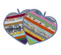 2Pcs Tovaglietta a Forma di Cuore, 100% Tessuto Cotone Patchwork Presine Cucina Personalizzata, Grandi Sottobicchieri resistenti al Calore, Gadget da Cucina per Padelle Pentole Piatti (10,5x10,5 Inch)