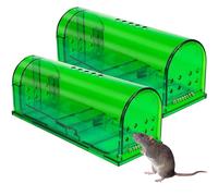2PCS Trappola per Topi vivi, Trappola Topi da Interno Esterno Riutilizzabile, Gabbia per Catturare ad Alta Sensibilità Animali amichevoli, Adatta per Cucina, Giardino, Magazzino (Verde)
