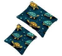 2Pcs Turtles in the Water-419 Pocket Cosmetic Bag per borse, borsa per il trucco impermeabile sacchetto cosmetico, portatile senza cerniera borsa per il trucco, Multicolore 06, A：7.1x5.8in/18x14.8cm，B