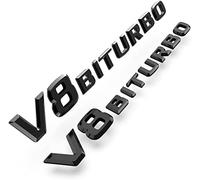 2pcs V8 BITURBO Logo Emblema Parafango Laterale - Destra Targhetta Adesiva Decorazione Modificata (nero)