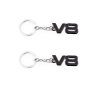 2Pcs V8 Portachiavi Per Auto Portachiavi Decorazione Distintivo V8 Emblema Adesivo, Nero , Taglia unica