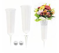 2PCS Vaso Per Cimitero, Plastica Vasi Da Fiori Per Tombe, Staccabile Vasi Per Cimitero, Vasi Commemorativi Bianco, Vaso Per Tombe Cimiteriali Grave Vases With Spike Cimitero Decorazioni