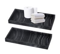 2pcs Vassoio da Bagno, Vassoio Portaoggetti da Bagno, Vassoio Toeletta Portaoggetti Vassoio Decor, Rettangolare, per Organizzare Profumo Gioielli Cosmetici Sapone (Nero, 20x10x1.8CM)