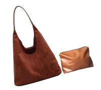 2pcs Versatile Borsa da Donna Morbida Ascellare Borse Moda Borsa A Tracolla Con Piccolo Trucco Per Ufficio Viaggi E Lavoro Ascelle, Marrone, One Size