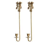 2PCS Wall Candlesticks,Gold Iron Art Candle Holder,Vintage Bowknot Wall Decor Sconce Extra Tall for Living Room Bedroom Hallway Home Wall Decoration