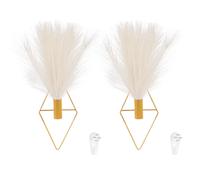 2Pcs Wall Decor Artificial Beige Pampas, Gold Diamonds per Wall Hang Vase Holder