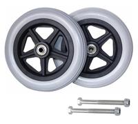 2pcs Wheelchair Castor Wheels Front Solid Rubber Grey | 14/15/17/19/20cm Replacement Walker with Screws(18-19cm(8in))