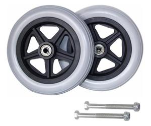 2pcs Wheelchair Castor Wheels Front Solid Rubber Grey | 14/15/17/19/20cm Replacement Walker with Screws(16-17cm(7in))