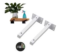 2PCS White Square Pipe Triangle Bracket Shelf Support Adjustable Holder Wall Mount Bench Table Tripod 4“-20” Inc Adatto per garage e bagni(150mm White)
