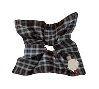 2pcs Wool Plaid Square Scarf Hair Tie Scrunchie for Women | Stylish wool plaid scrunchies for chic low ponytail hairstyles.(Blue)