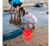 2Pcs Yellow Reusable Plastic Beach Sand Buckets Kids Multi Purpose Pails