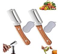 2pcs zero snag wooden peeler,2-in-1 multifunctional stainless steel peeler,multifunctional vegetable peeler,with Wooden Handle and Bottle Opener,for Fruit Veggie(2pcs)