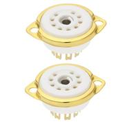 2Pezzi 9Pin Zoccolo Valvola Elettronica TuboVuoto Rame PlaccatoOro per EF86 EL84 ECC81 ECC82 ECC83 12AX7 Piccole Valvole