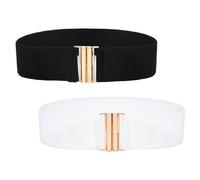 2Pezzi Ampie Cinture Elastiche da Donna,Signora Cintura Elastica con Fibbia in Metallo,Cintura in Vita Elasticizzata da Donna,Cintura Regolabile Vintage a Tinta Unita,per Donne,Ragazze