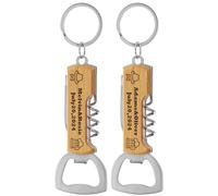 2Pezzi Apribottiglie in legno personalizzato, regalo per il testimone di nozze, regalo inciso per il padre, il nonno, il barista, motivi e testo personalizzati.Multifunzionale.