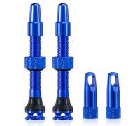2Pezzi Bike Tubeless Presta Valve Stem, Blu, Strumento di rimozione del nucleo integrato(44 mm)