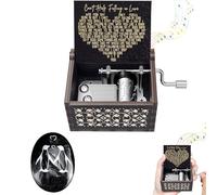 2pezzi Carillon in Legno Set, Can't Help Falling in Love Carillon a Manovella, A Little Pocket Penguin Hug Positività Penguin Pebble per San Valentino, Regali per la Fidanzata, il Fidanzato, la Moglie