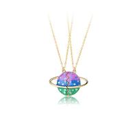 2Pezzi Collana Dell Amicizia con Ciondolo Pianeta Colorato, BFF Collane a Catena per 2, Best Friends Forever Collane Magnete, Regali di Gioielli di San Valentino per Ragazzi Madre Sorelle Delle Amici