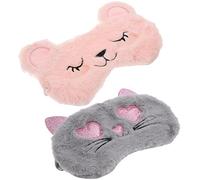 2Pezzi Maschere per Occhi Peluche Design Animato Protezione un Ristoratore per Alleviare Affaticamento Oculare