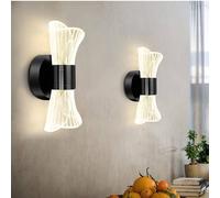 2Pezzi Moderno Applique LED Lampada da Parete 3Colori per Interni Nero Soggiorno [EEK: A]