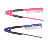 2pezzi Pettine Lisciante per Chioma a V in Plastica | Acconciature, Uso Salone e Casa, Formato Portatile, Struttura Resistente al Calore