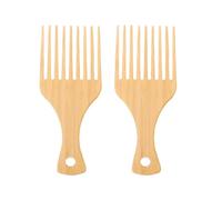 2pezzi Pettine Uomo a Denti Larghi in Bambù per Chioma | Barba e Chiome Folte, Salone o Barberia, Colore Kaki, Struttura Resistente, da Viaggio