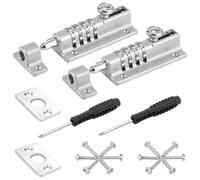 2Pezzi Serratura con Combinazione, Chiavistello Combinazione con Viti, Alta Sicurezza Serratura Porta, Impermeabile Serratura Porta Scorrevole, Serratura Antiruggine per Porta Fienili (Grigio)