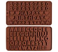 2pezzi Stampo in Silicone Lettera Inglese,Stampo in silicone a forma di numero alfabeto Stampi per lettere e numeri di cioccolato Stampi per cioccolato in silicone per dolci da forno Candy Cake Topper