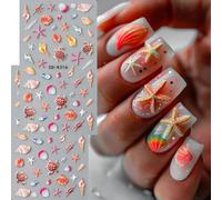 2pezzi Summer Beach 3D Nail Art Sticker Sea Shell Starfish Turtle Ocean Sliders Holiday Nail Decals DIY Charms Decorations Self Adhesive Manicure Suppliesadesivi unghiestickers unghieadesiv nail art a
