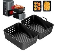 2Pezzi Teglia per Friggitrice ad Aria for Ninja Double Stack XL Friggitrice Verticale 9.5L SL400EU, Foodi Max Dual Zone AF400EU, AF300EU 7.5L, Silicone Accessori per AirFryer Riutilizzabile Pirottini