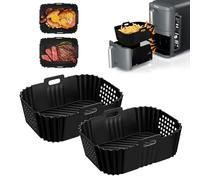2Pezzi Teglie in Silicone per Friggitrice ad Aria, Accessori Friggitrice ad Aria per Ninja Double Stack XL Friggitrice Verticale 9.5L SL400EU, Foodi Max Dual Zone AF400EU, AF300EU 7.5L, Per Airfryer