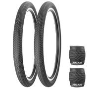 2PSC 24/26 x 2.125 Copertone pieghevole per bicicletta 57 - 507/57 - 559, compatibile con mountain bike, bici da città, BMX/Beach Bike (nero, 26 x 2,125 pollici)