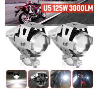 2PZ 3000LM 125W U5 Luci Anteriori per Moto Faretti LED Moto Supplementari