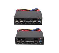 2pz 5,25 Pollici Usb 3,0 Pannello Frontale PC Usb 3,0 / 2,0 Hub E- Audio Lettore Multi Card per Case per Computer Unità Ottiche Bay