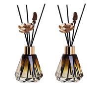 2PZ 60ML/2oz Vuoto Vetro Diamante Diffuso Vasi Della Bottiglia Olio Essenziale Fragranza Diffusore Set con Spina In Gomma e Coperchio Oro Aromaterapia Container Accessori Della Fragranza