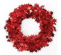 2pz 7,5m Ghirlande con Stelle, Festone Ghirlanda di fili Orpelli, Ghirlande Natalizie per Albero di Natale Camini Scale Decorazioni Addobbi Natale (Rosso)