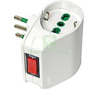 2PZ ADATTATORE DOPPIO 10A SCHUKO FME BIANCO 2P+T + INTERRUTTORE TERMICO: