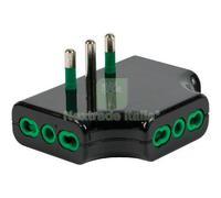 2PZ ADATTATORE TRIPLO RIBASSATO 16A 16A FME NERO 2P+T: