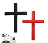 2pz Adesivi Croce per Auto, Autoadesivi Lega di Zinco Decori Croce 3D Decorazioni Auto Cristiane per Camion SUV Carrozzeria Bagagliaio Coffano Parafango (Nero, Rosso)