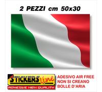 2PZ Adesivo BANDIERA ITALIANA cm50x30 adesivi bandiera italiana tricolore ITALIA