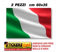 2PZ Adesivo BANDIERA ITALIANA cm60x35 adesivi bandiere tricolore ITALIA